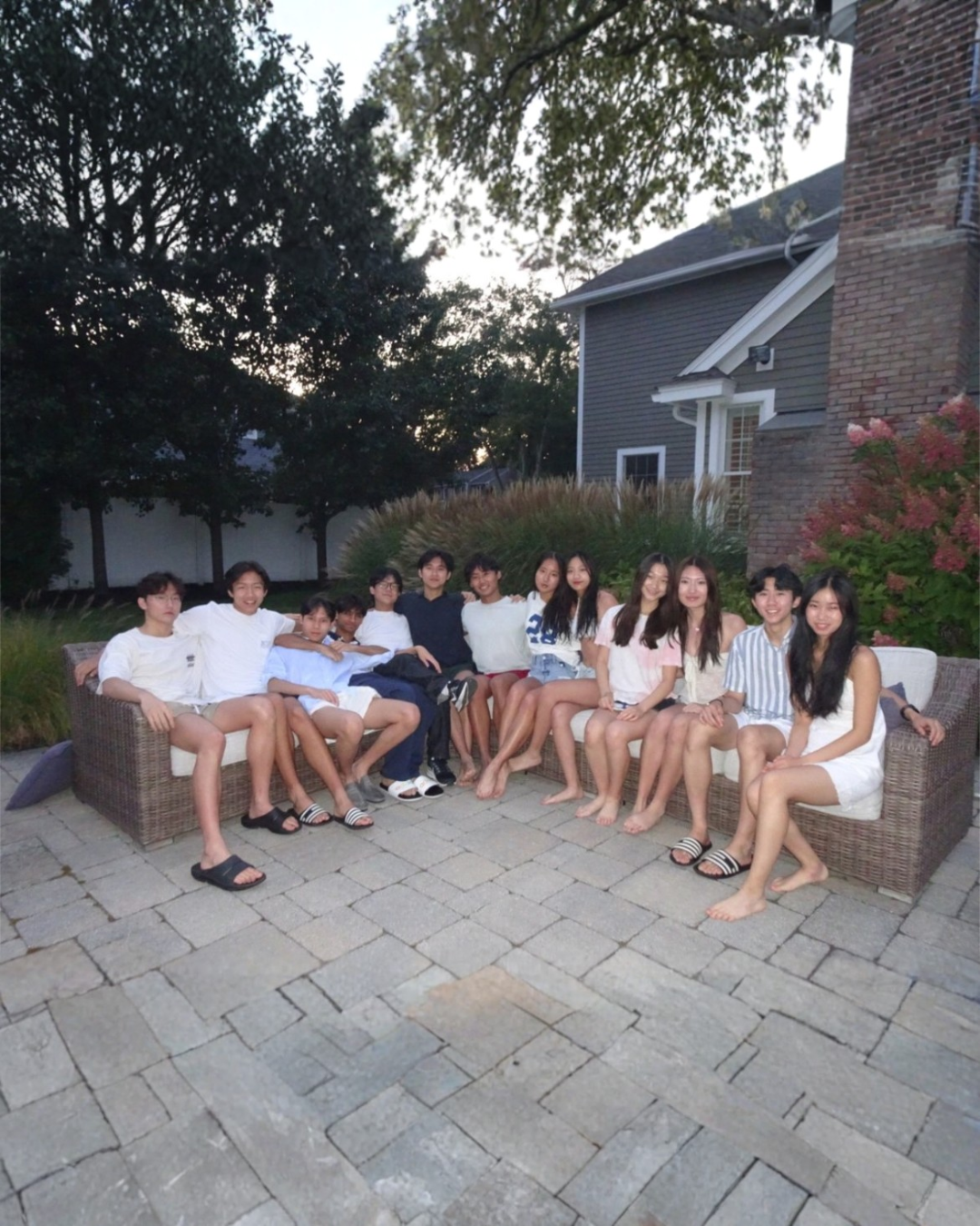 A photo of Philip and his friends sitting together during a weekend in fall 2024.